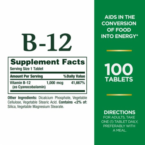 Nature's Bounty® B-12 Tablets 1000mcg Perspective: back