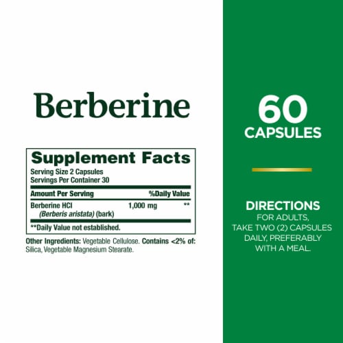 Nature’s Bounty Berberine 1000mg for Heart Health Support, Capsules Perspective: back