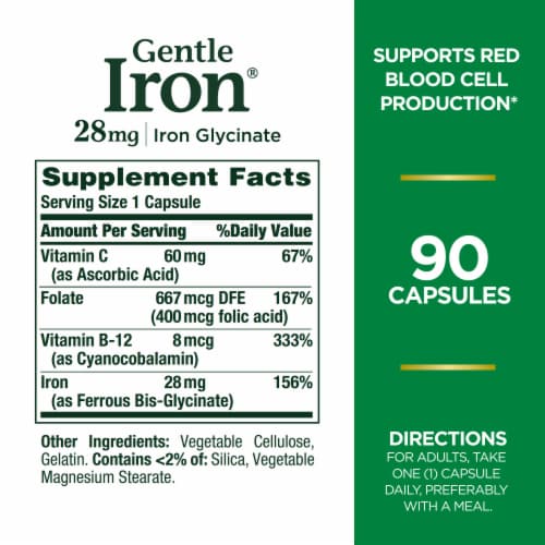 Nature's Bounty® Gentle Iron® Capsules 28mg Perspective: back