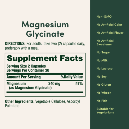 Nature's Bounty High Absorption Magnesium Glycinate Supplements, 240mg, Supports Muscle Relaxation Perspective: back