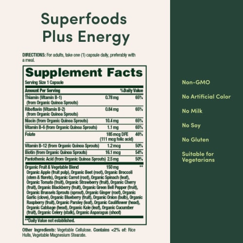 Nature’s Bounty Superfoods Plus Energy, 23 Fruits & Veggies, Cellular Energy Perspective: back