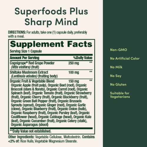 Nature’s Bounty Superfoods Plus Sharp Mind for Brain Health, Red Grapes, Cognitive Supplement Perspective: back