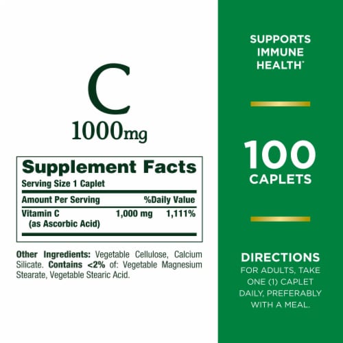 Nature’s Bounty Vitamin C 1000mg Immune Support Caplets Perspective: back