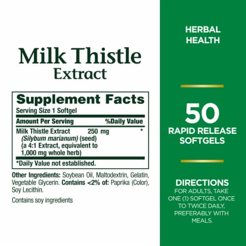 Nature's Bounty Milk Thistle 1000 mg Rapid Release Softgels Perspective: back
