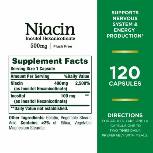 Nature’s Bounty Niacin 500mg Flush Free Vitamin Supplement Perspective: back