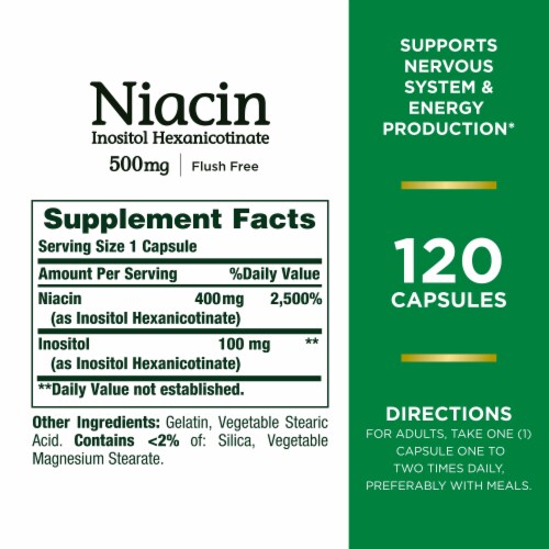 Nature’s Bounty Niacin 500mg Flush Free Vitamin Supplement Perspective: back