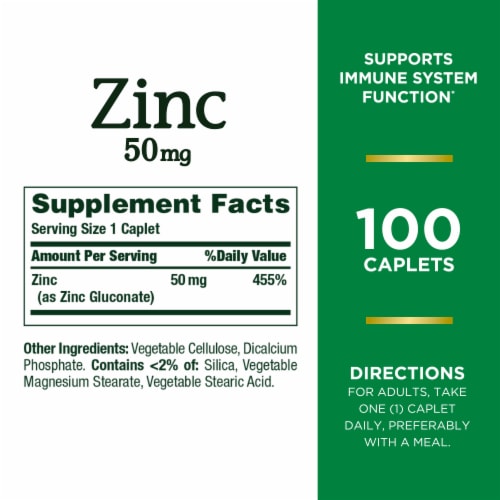 Nature’s Bounty Zinc, Immune Support Caplets, 50 mg Perspective: back