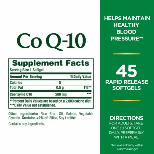 Nature's Bounty® Co Q-10 200mg Heart Health Suport Softgels Perspective: back