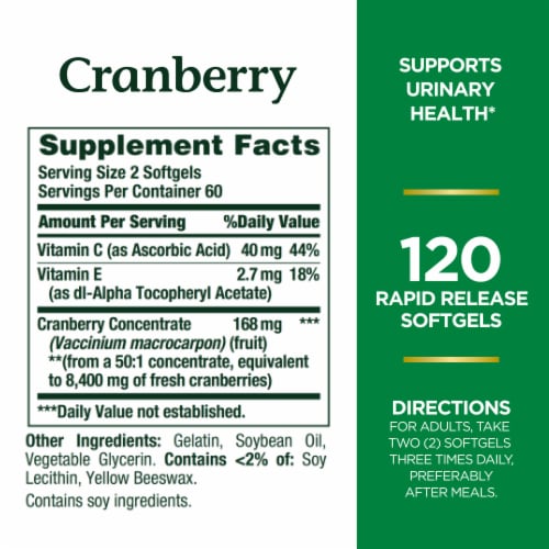 Nature's Bounty® Cranberry with Vitamin C Rapid Release Softgels 4200mg Perspective: back