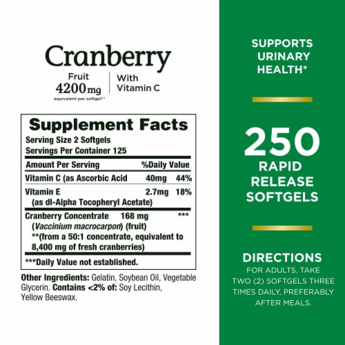 Nature's Bounty® Cranberry With Vitamin C Softgels Perspective: back