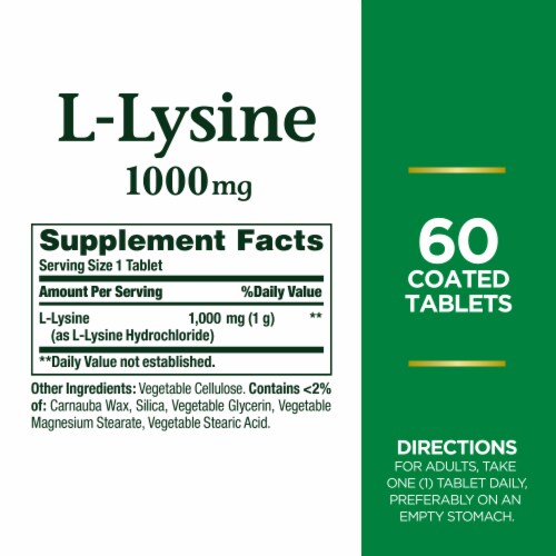 Nature's Bounty L-Lysine Tablets, 1000 Mg Perspective: back