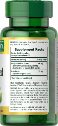 Nature's Bounty Horny Goat Weed with Maca Capsules Perspective: back