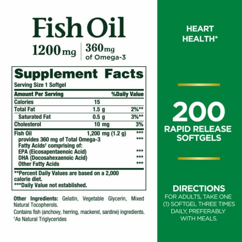 Nature's Bounty Fish Oil Omega-3 Softgels Perspective: back