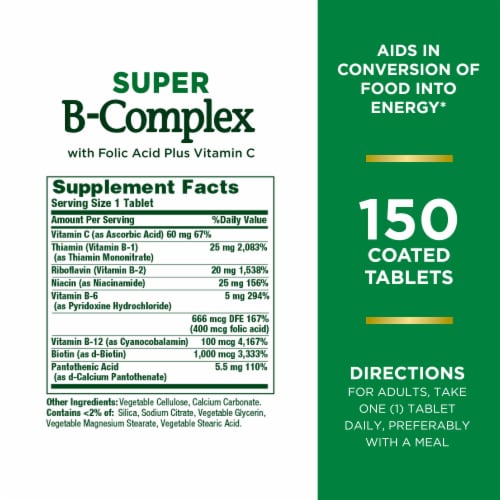 Nature's Bounty® Super B-Complex Tablets Perspective: back