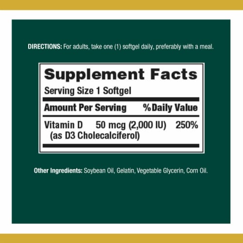 Nature’s Bounty® D3 Softgels 50mcg Perspective: back