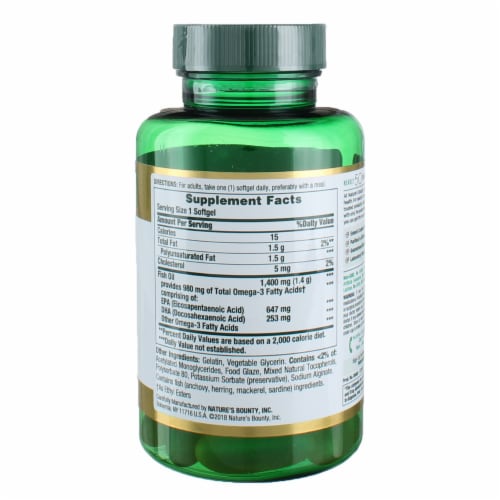 Nature's Bounty Fish Oil with Omega-3 1400mg Heart Health Support Coated Softgels Perspective: back