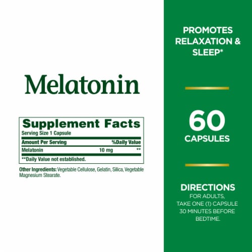 Nature’s Bounty® Melatonin Capsules 10mg Perspective: back