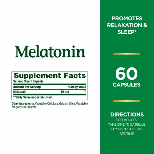 Nature's Bounty Melatonin Sleep Aid Capsules, 10 Mg Perspective: back