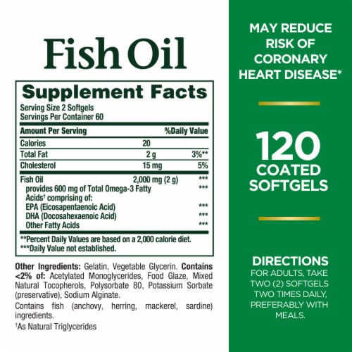 Nature's Bounty® Fish Oil Omega-3 Coated Softgels 1000mg Perspective: back