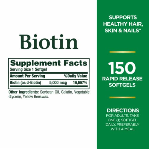 Nature's Bounty® Biotin Softgels 5000mcg Perspective: back