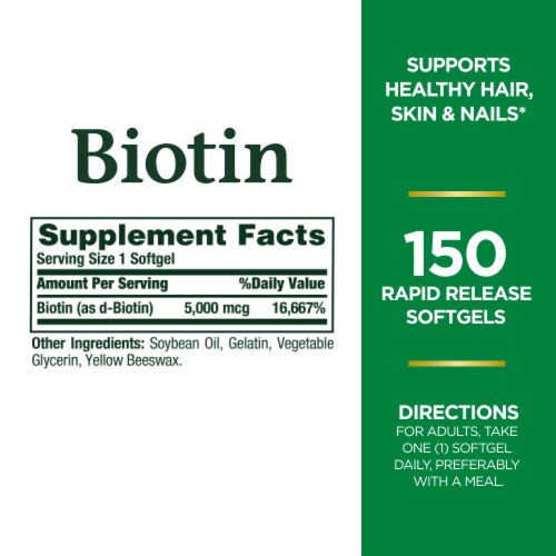 Nature's Bounty® Biotin Softgels 5000mcg Perspective: back