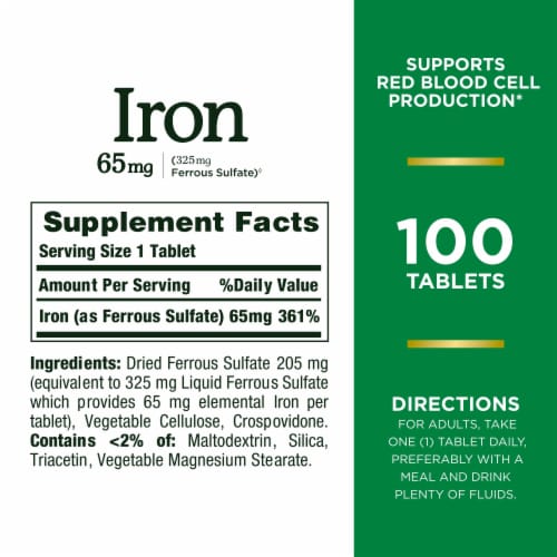Nature’s Bounty Iron Cellular Energy Support Tablets, 65mg Perspective: back