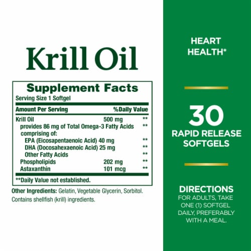 Nature's Bounty Krill Oil 500mg Softgels Perspective: back