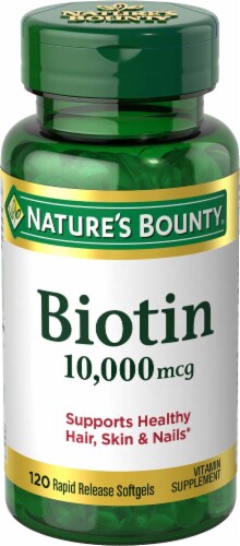 Nature’s Bounty Biotin Supports Health Hair, Skin & Nails Sofgels, 10000 mcg Perspective: back