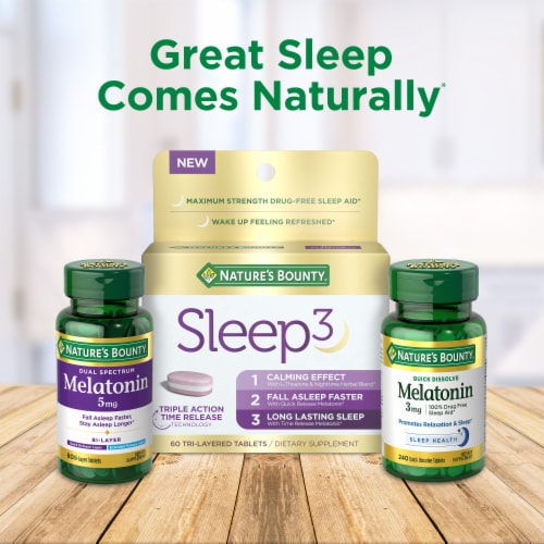 Nature's Bounty Melatonin Drug-Free Sleep Aid Quick Dissolve Tablets, 10 mg Perspective: back
