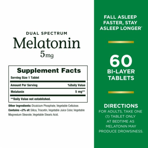 Nature’s Bounty Melatonin 5mg Sleep Support Tablets Perspective: back