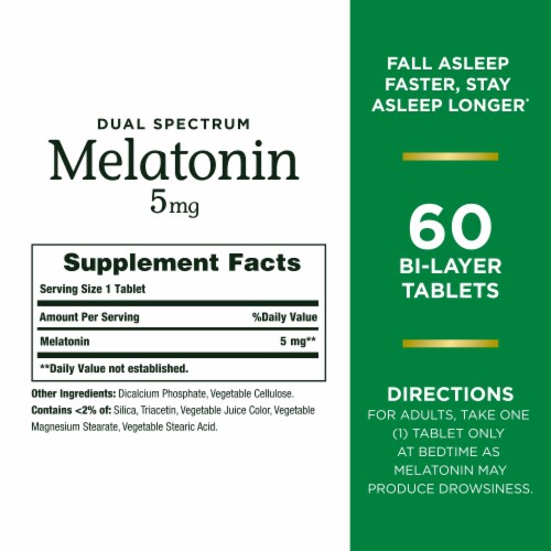 Nature’s Bounty Melatonin 5mg Sleep Support Tablets Perspective: back