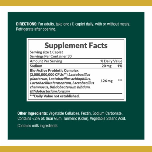 Nature's Bounty Probiotic CD Digestive Health Support Delayed Release Caplets Perspective: back