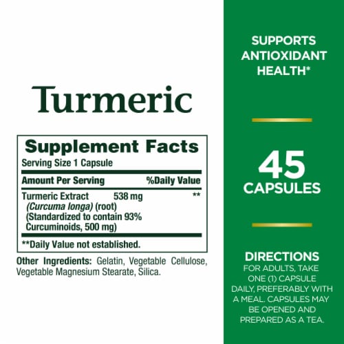 Nature's Bounty® Tumeric 538 mg Standardized Extract Capsules Perspective: back