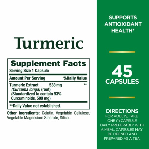 Nature's Bounty® Tumeric 538 mg Standardized Extract Capsules Perspective: back