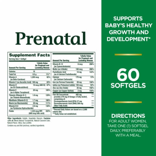 Nature's Bounty Women's Prenatal Multivitamin + DHA Softgels, 200mg Perspective: back