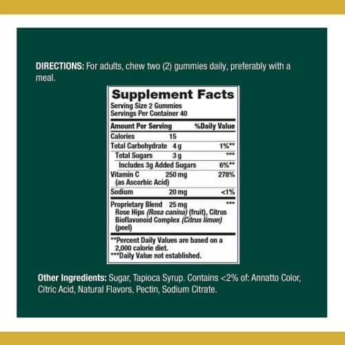 Nature's Bounty® Orange Flavored Vitamin C Gummies Perspective: back