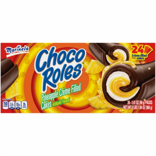 Marinela Choco Roles Pineapple Creme Filled Cakes Perspective: back