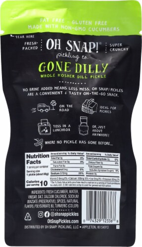 Oh Snap!® Pickling Co. Gone Dilly Whole Kosher Dill Pickle Perspective: back