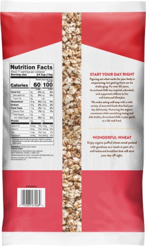 Arrowhead Mills Puffed Wheat Bag Cereal Perspective: back