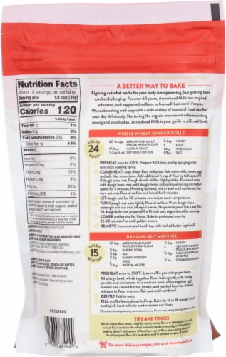 Arrowhead Mills Stone Ground Organic Whole Wheat Flour Perspective: back