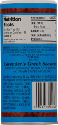 Cavender's® Salt Free All Purpose Greek Seasoning, 7 oz - Kroger