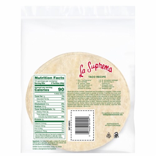 La Suprema Corn Tortillas Family Pack Perspective: back