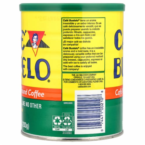 BUSTELO 10 OUNCE DECAFFEINATED CANISTER Perspective: back