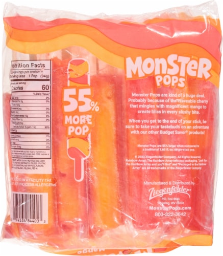 Budget Saver® Monster Cherry-Mango Ice Pops Perspective: back