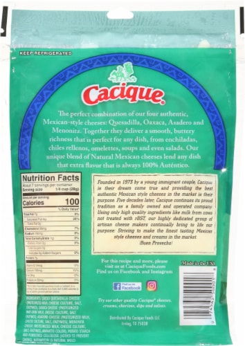 Cacique® Four Quesos Blend Shredded Cheeses Perspective: back