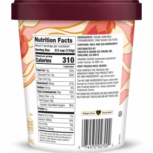 Haagen Dazs® Strawberry Gluten Free Ice Cream Perspective: back