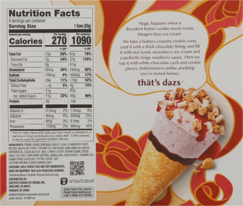 Haagen-Dazs® Butter Cookie Cone Strawberry Ice Cream Cones Perspective: back