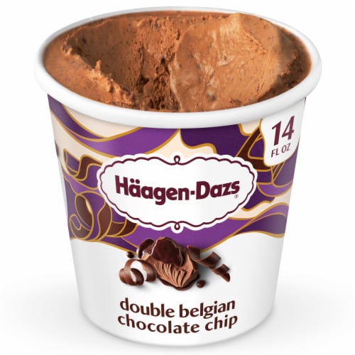 Haagen-Dazs Double Belgian Chocolate Chip Ice Cream, 14 Oz. Perspective: back