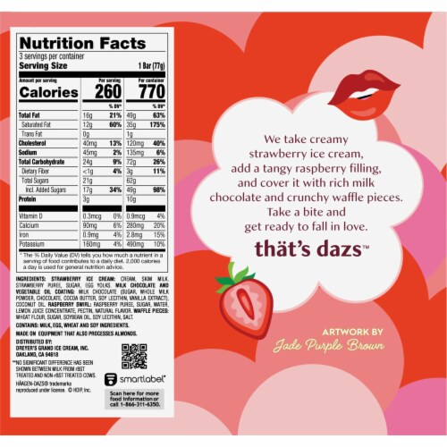 Haagen-Dazs Summer Berry Waffle Ice Cream Bars Perspective: back