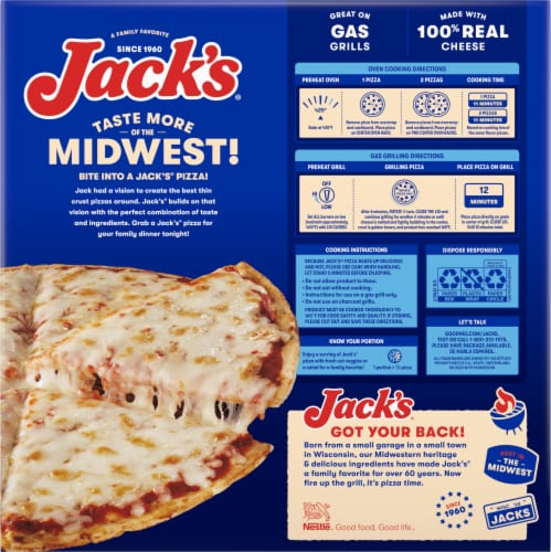 Jack's Original Thin Crust Cheese Frozen Pizzas Perspective: back